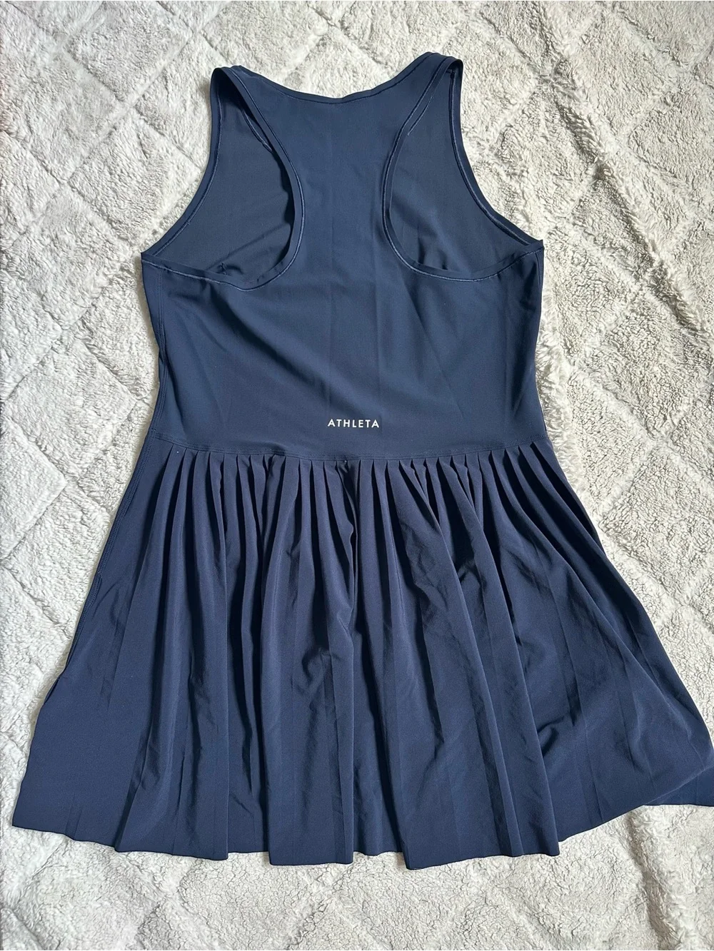 Athleta | Navy Blue Match Point Pleated Dress | Size Medium - Picture 5 of 11